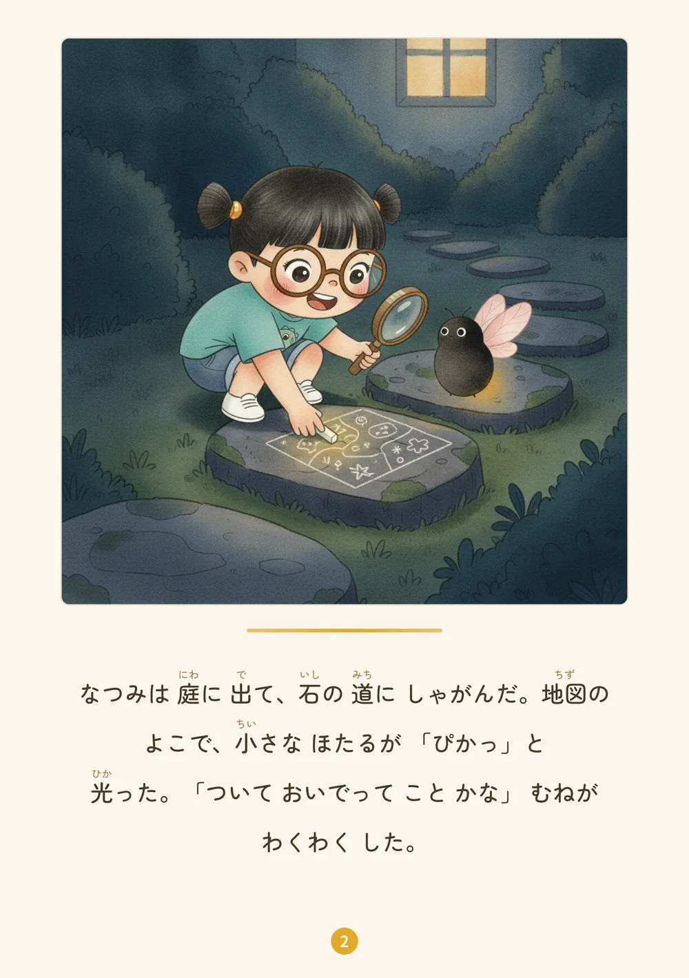 なつみちゃんのサンプル絵本の2ページ