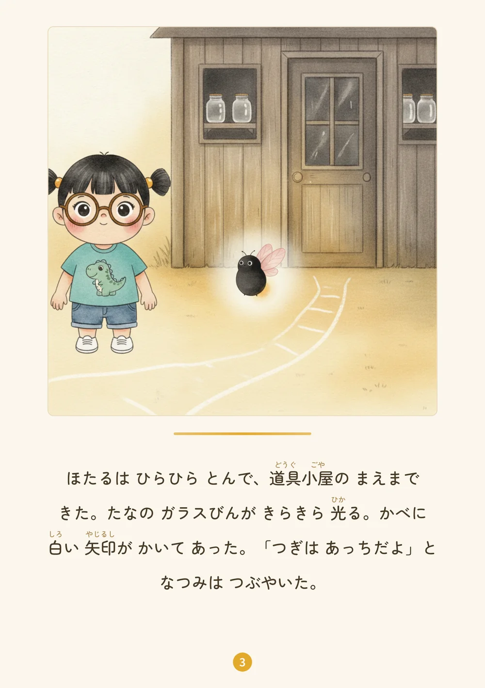 なつみちゃんのサンプル絵本の3ページ