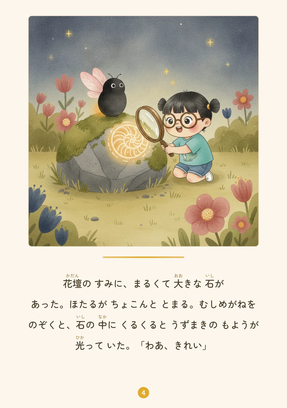 なつみちゃんのサンプル絵本の4ページ