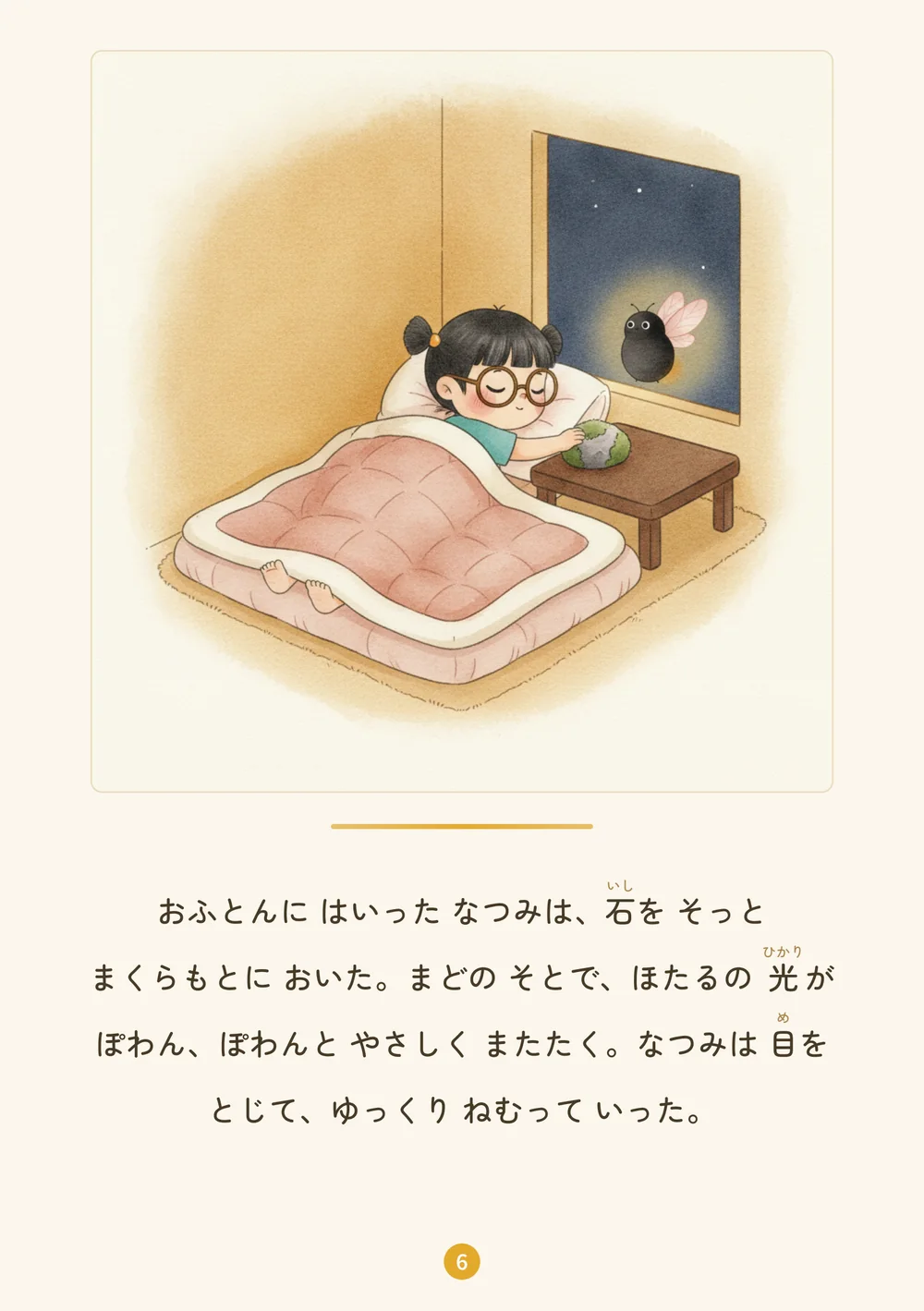 なつみちゃんのサンプル絵本の6ページ
